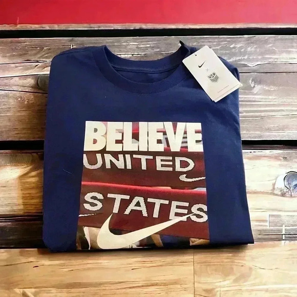 Nike USMNT Soccer Men's "Believe" Navy Blue Tee NEW With Tags Size XL USMNT - Picture 2 of 7